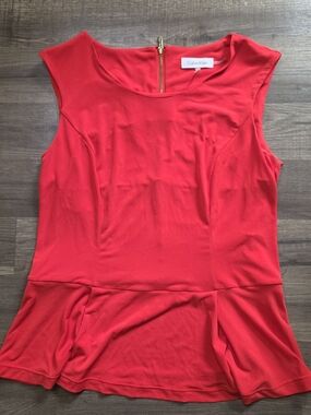 Calvin Klein Red Drape Blouse Size Small